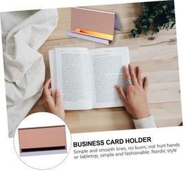 Parliky 2pcs Stainless Steel Business Card Holder Metal Desktop Cards Organizer Display Rack for Office Desk