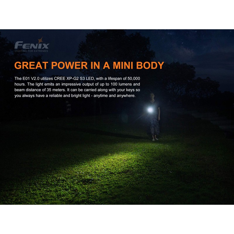fenix E01 V2.0 AAA Keyring Light Blue Torch