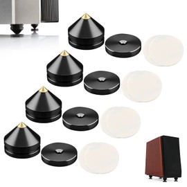 Tertullus 4Pcs Speaker Spikes Stand HiFi Speaker Isolation Feet with Non-Slip Rubber Pads for Audio,Speakers,Subwoofers,Turntable DAC etc (24mmx23mm, Black)