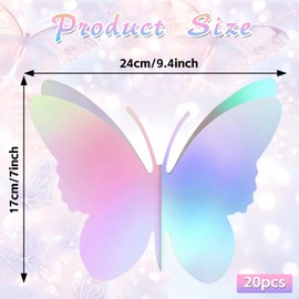20 PCS Large Iridescent Butterfly Centerpieces for Tables Butterfly Party Decorations 3D Laser Paper Butterfly Table Toppers Centerpiece Iridescent Butterfly Centerpieces for Party Birthday Decoration