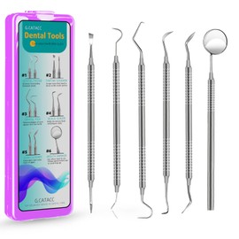 CATACC PRO Dental Tools, Dental Pick, Dental Hygiene Kit, Stainless Steel Dental Teeth Cleaning Tools Kit with Tooth Scraper Plaque Tartar Remover, Metal Plaque Remover for Teeth - with Case