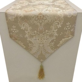 Itisyou Table Runner, Table Center Cloth, Modern, Interior, Embroidery, Stylish, Scandinavian, with Tassels, 70.9 x 12.6 inches (180 x 32 cm)