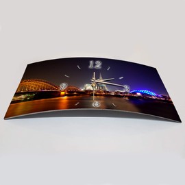 Bilder-Manufaktur BM Funk Quarz Wanduhr Funkwanduhr Funkwanduhren Funkuhr Funkuhren kein Ticken lautlos geräuschlos leise modern ohne Tickgeräusche groÃŸ XXL Wohnzimmer Küche Skyline Köln Dom 7000-1a