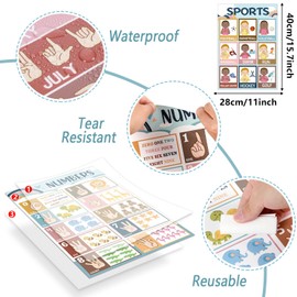 gisgfim 18 Pieces America Sign Language Poster ASL Charts ASL Education Poster for Classroom ASL Posters Sign Language for Toddlers Kids Students Classroom Decoration (Boho)