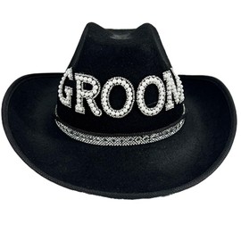 BLACKNANA Hat Fashion Cowboy Hat for Bridal Bridegroom Rhinestones Cowboy Hat Role Play Costume Masquerade Party Headwear