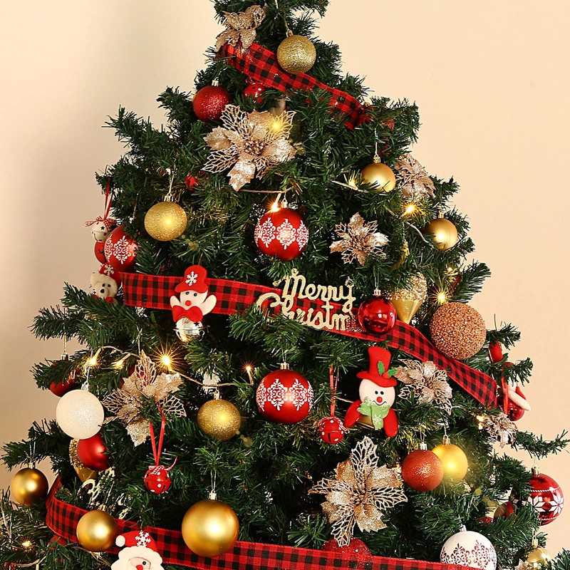 GWHOLE Pack of 21 Christmas Flowers, Christmas Tree Decorations, Artificial