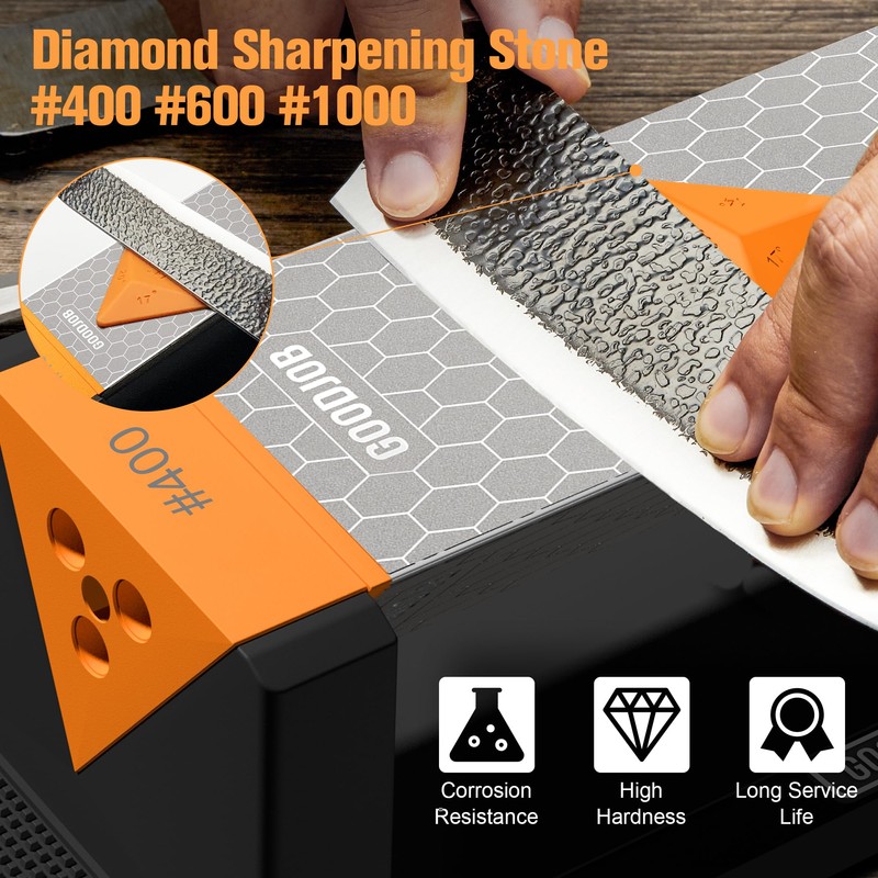 Extra Large Diamond Sharpening Stone Set 3 Side Grit 400/600/1000