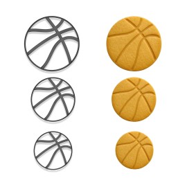 Mighty Gadget Basketball Cookie Cutter & Stamp Set – 3 Sizes (4", 3", 2")(Random Color)
