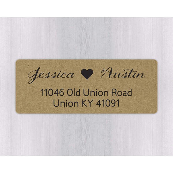 60ct - White Ink Wedding Invitation Return Address Kraft Labels,