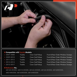 A-Premium [4PCS] Front & Rear Outer Window Sweeps Weatherstrip Seals Compatible with Toyota Tundra 2007-2017, Crew Cab Pickup Only, Replaces 68160-0C020, 68163-0C020