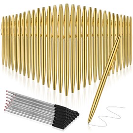 Lainballow 30Pcs Gold Ballpoint Pens Metal Retractable Pens Slim Metallic Ballpoint Pens for Writing Gold Fancy Pens with 30 Black Ink 1.0 mm Medium Point Refills for Office Business Wedding Supplies