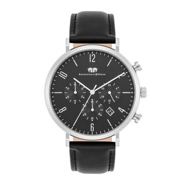 Rhodenwald & Söhne 10010360 Men's Watch Analogue Japan Quartz Movement with Genuine Leather Black Strap, Without motif