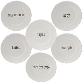Certified International Corp It's Just Words Canape Plates, Assorted Designs, Set of 6, Multicolor