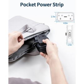 NTONPOWER NTONPOWER Travel Extension Lead, Extension Lead with USB Slots, 1.2M Extension Cord Compact Extension Lead with 2 Way Outlets 3 USB（1 Type C) for Cruise Travel Essential Hotel Home Office Camping