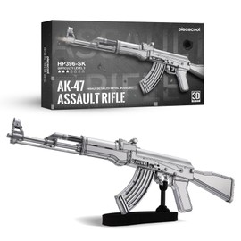 piececool Metal Puzzle 3D AK47 Assault Rifle, Pistol Rifle 3D Puzzle Model Kit Adults, 3D Puzzles for Stainless Steel, Model Metal, Gift, Keepsake, Collection, 121 Pieces