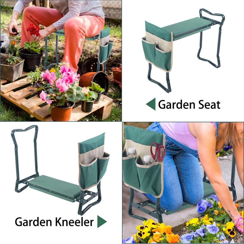 qwee-8 Folding Garden Kneeler Kneeling Bench Stool Soft Cushion Seat