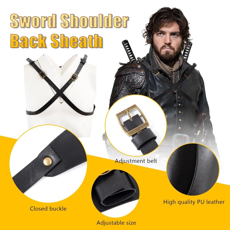 Sword Holder Back Leather Sword Sheath, Medieval Sword Shoulder Back