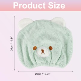 VOCOSTE Hair Drying Towel, Towel Cap, Super Absorbent, Quick Drying, Hair Towel, For Cleansing, Pool, Bath, Hair Towel, Fluffy, Cute, Bear-chan, Green