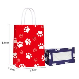 Party Gift Bags for Paw Dog Toys Puppy Party Supplies Party Decor, Party Favor Bags for Boys Girls Birthday Favor Goodie Candy Treat Gift Party Favor Paw Print Bag- 16 PCS (4 Colors)