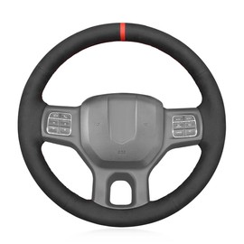 MEWANT Hand Stitch Black Suede Steering Wheel Cover Wrap for Dodge RAM 1500 2012-2018 1500 Classic 2500 3500 5500