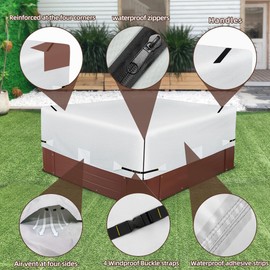 600D Outdoor Waterproof Hot Tub Cover, Silver-Coated Fabric Fade and Tear Resistant Spa Covers for Hot Tub with Webbing Buckle, 85" L×85" W×20" H