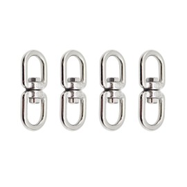 Swivel Eye Hook Double Ended 316 Stainless Steel Marine Eye to Eye Swivel Ring Connector Anchor Swivel Eye - Eye Connector Loop Dia 5mm 4/21inch 220lbs 4pcs
