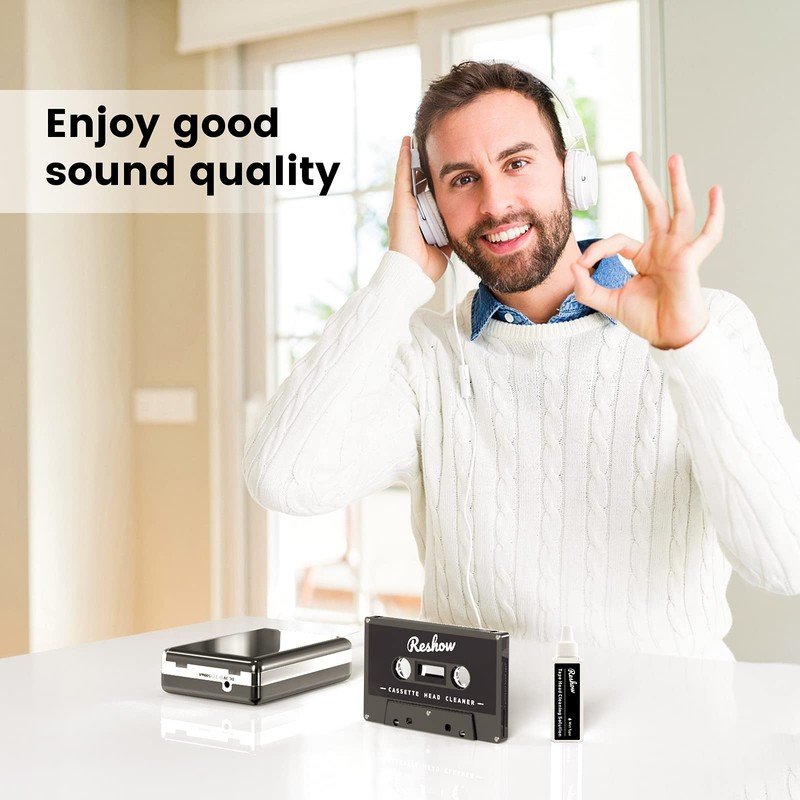Reshow Audio Tape Cassette Head Cleaner with 2 Cleaning Fluids