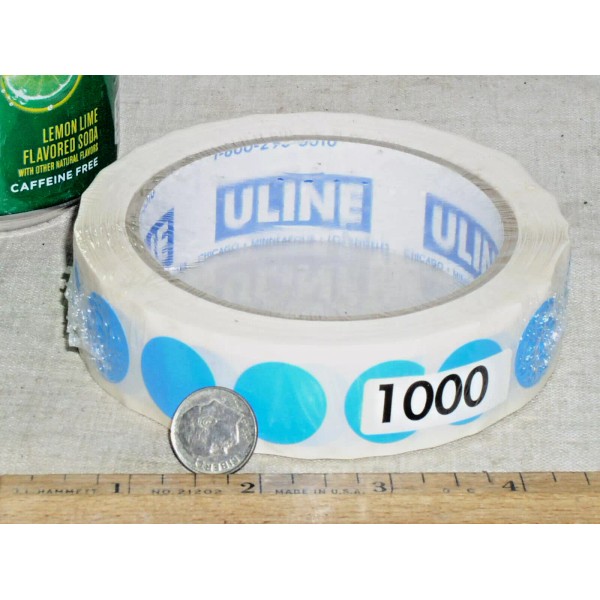 ULINE SEALED 1000 ROLL ULINE BLUE 3/4" REMOVABLE ADHESIVE CIRCLE