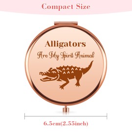 Aerfhhy Alligator Gift Rose Gold Compact Mirror for Women Alligator Themed Crocodile Inspirational Gift for Gators Lover Animal Enthusiast Pet Owner Wildlife Biologist Pocket Makeup Mirror