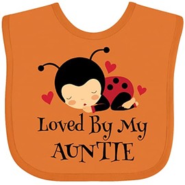 inktastic Loved By My Auntie Ladybug Baby Bib Orange 20ece