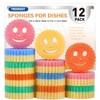 12 Colorful Smile Kitchen Sponges, Temperature Controlled Dish Sponge, Double
