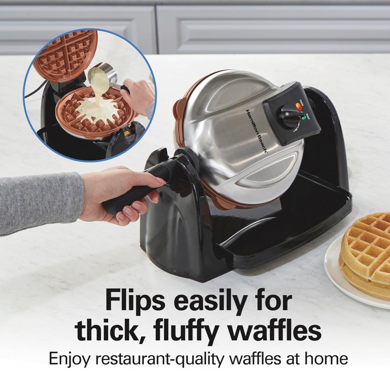 Hamilton Beach Belgian Waffle Maker with Removable PFAS-Free Durathon Nonstick