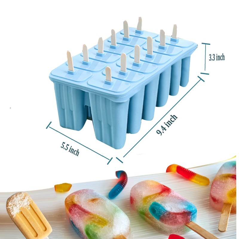 Silicone Popsicle Molds with Sticks Wpunwen 12 Cavity Ice Popsicle