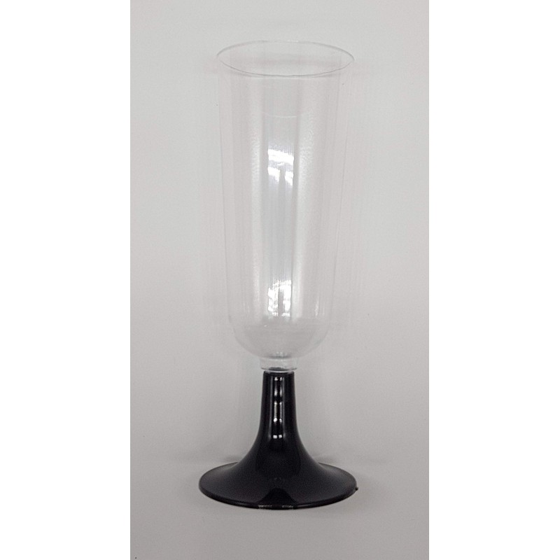 30 x Plastic Champagne Glasses Flutes Black Stems - Perfect