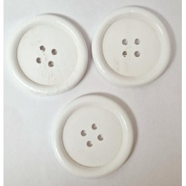 MajorCrafts® 12pcs 30mm 4 Holes Large Round Wooden Sewing Buttons Needlework Embellishments (White)