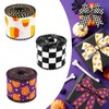 3 Rolls Halloween Wired Edge Ribbon Checkered Pumpkin Candy Corn