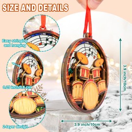 Drum Christmas Ornament – 2-Layer Wood & Acrylic Drum Ornament for Musical Instrument Lovers – Laser-Cut Drum Ornament for Christmas Tree – Gifts for Drummers – 2024 Holiday Home Decor