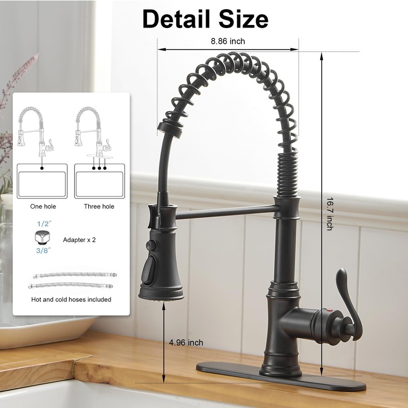 BWE Kitchen Sink Faucet with Deck Plate Single Handle Lever
