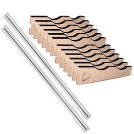 FOSHIO Wood Vinlyl Roll Holder Storage for up to 12 Rolls of Vinyl, Heavy-Duty Aluminum Rack with Mounting Hardware Wall Mounted for Vinyl, Transfer Paper Tape, Wallpaper, Window Film, Wallpapper