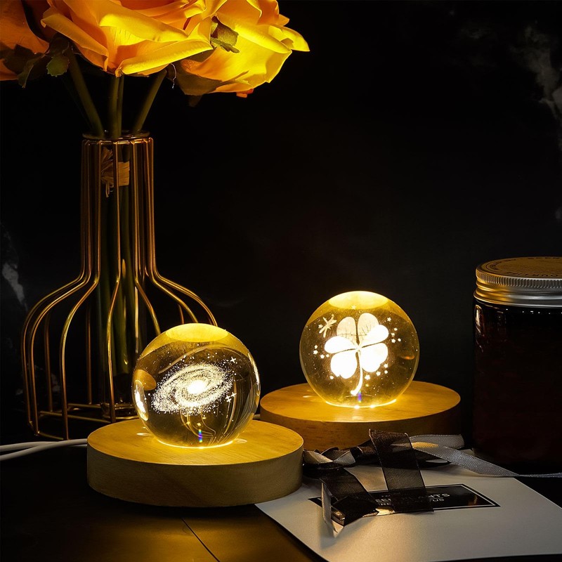 Honoson 8 Pcs Wooden LED Display Base Lighted Base for