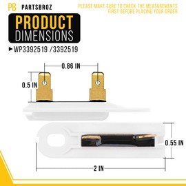 PartsBroz WP3392519 3392519 Dryer Thermal Fuse G4AP0500 TF091C Thermal Fuse for Whirlpool Dryer, Kenmore Dryer Thermal Fuse, KitchenAid, Maytag Dryer Parts - Replaces AP6008325 PS11741460