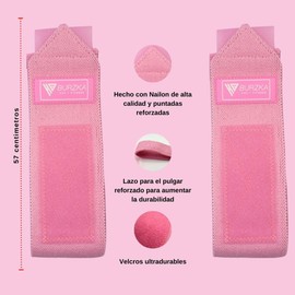 BURZKA Muñequeras Profesional Crossfit Gimnasio Soporte con Sujetador de Pulgar Levantamiento de Pesas Brinda Soporte para la Muñeca (Rosa)