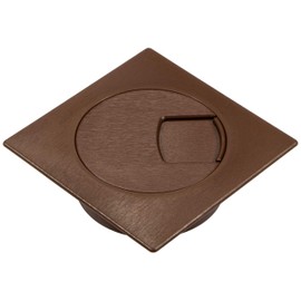 Gedotec Cable guide desk made of sturdy ABS plastic, 1 piece square cable passage 60 mm, Plaza, cable box, brown, cable guide square for push-in cable duct desk