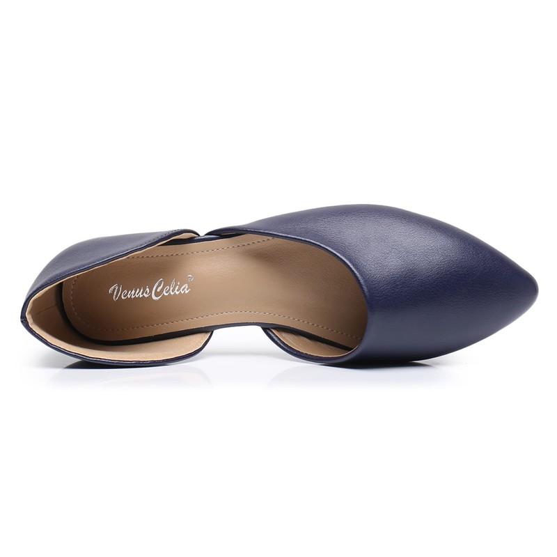 VenusCelia D'Orsay Zapatos planos para mujer, azul marino, (Navy Pu),