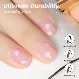 YTD Likomey Nude Gel Nail Polish,15ml Translucent Neutral Jelly Sheer Flowers Glitter UV Nail Gel,Sheer Pink Three-Dimensional White Petals Salon Home DIY Manicure Varnish,LS326