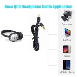 Lektuen Bose QC3 Replacement Cable 1.4Meters Replacment Aux Audio Cable Cord 3.5mm to 2.5 mm for Bose QuietComfort 3 QC 3 QC3 Headphones (Black+Storage Case)