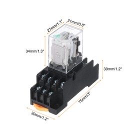 sourcing map 1 Set DC24V Electromagnetic Power Relay 14-Pin AC/DC DPDT 4NO+4NC Relay Coil with Socket Base for Industrial, Home Appliances and DIN Rail System with LED Indicator