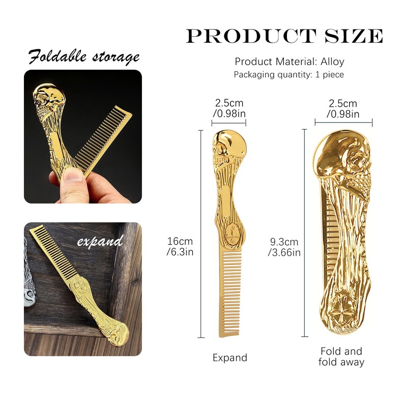 Mini Hair Beard Mustache Comb Brush Combs Metal Travel Folding