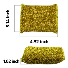 esahpss 6 Pcs Dish Sponge,Pot Scrubbers for Kitchen Non Scratch,2 Colors 4.92In×3.14In Cleaner Sponges,Multi-Surface Non-Metal Dish Scouring Scrubbers for Fast Cleaning (Gold & Silver)