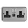 Varilight Double Switched Plug Socket With USB A+C Charging -